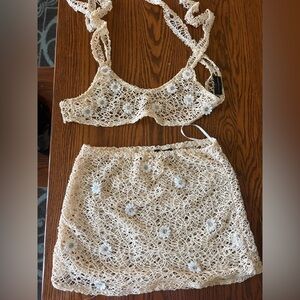 White Fox Boutique Cream Crochet Set